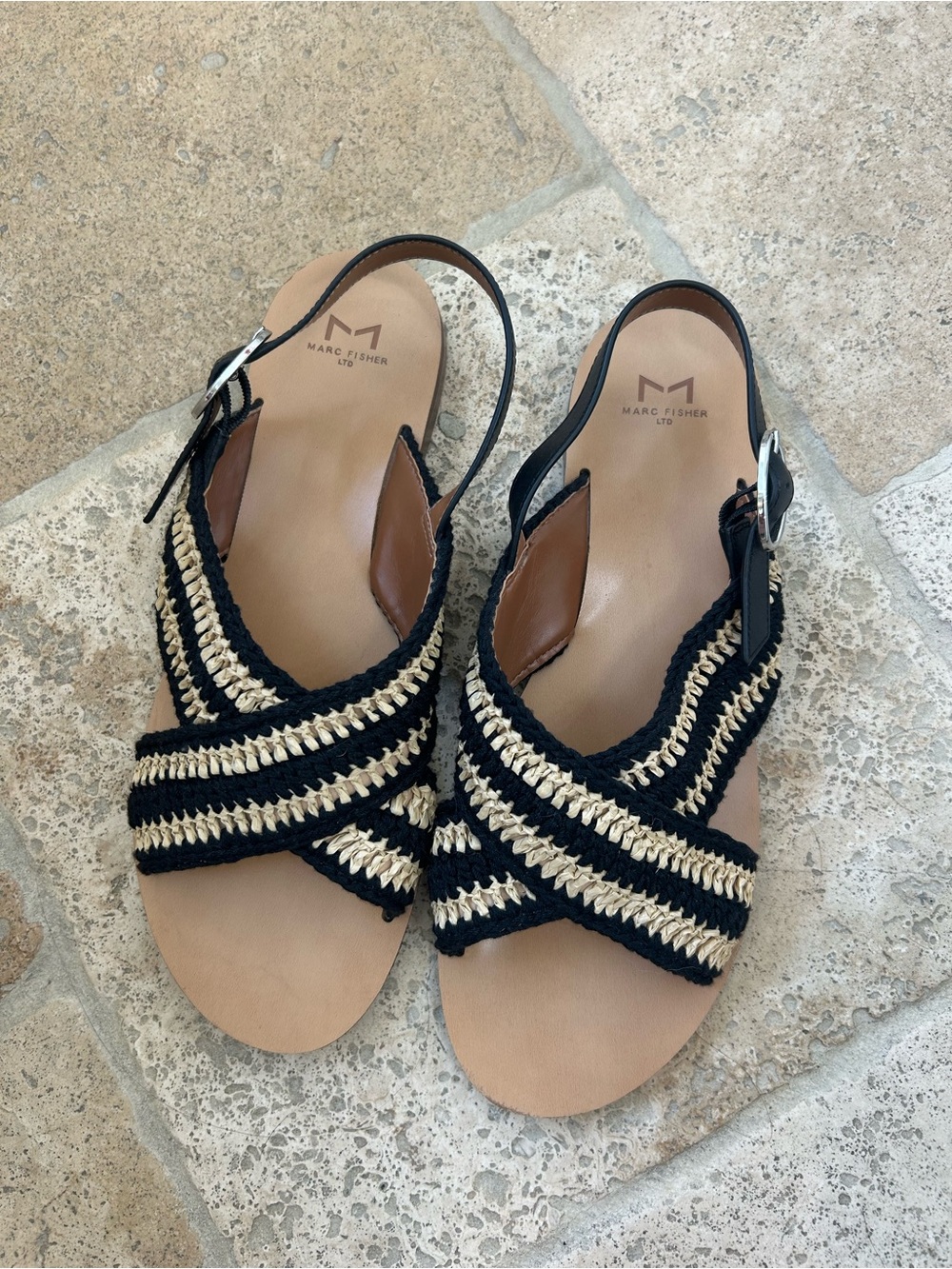 Marc Fisher LTD Woven Slingback Flat Sandals, Women’s Size 10